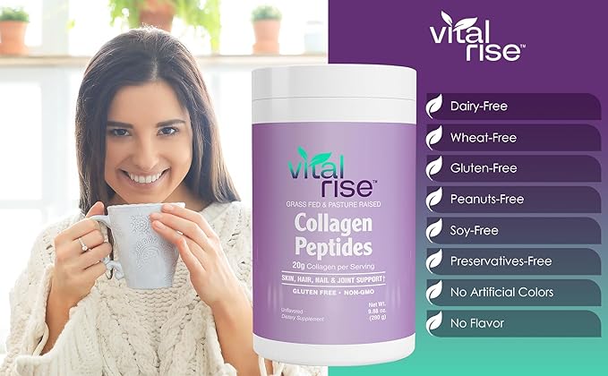 Naturally-Sourced Hydrolyzed Collagen Powder - Hair, Skin, Nail, and Joint Support - Type I & III Grass-Fed Collagen Supplement for Women | Non-GMO, Dairy-Free | 9.88 Oz (280g) Unflavored