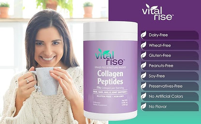Naturally-Sourced Hydrolyzed Collagen Powder - Hair, Skin, Nail, and Joint Support - Type I & III Grass-Fed Collagen Supplement for Women | Non-GMO, Dairy-Free | 9.88 Oz (280g) Unflavored