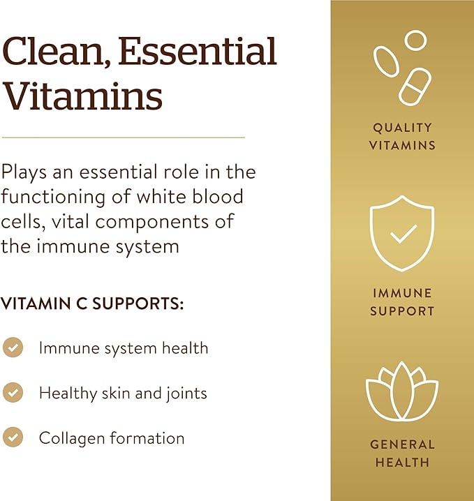 Solgar Vitamin C 1000 mg, 100 Vegetable Capsules - Antioxidant & Immune Support - Overall Health - Healthy Skin & Joints - Bioflavonoids Supplement - Non-GMO, Vegan, Gluten Free, Kosher - 100 Servings