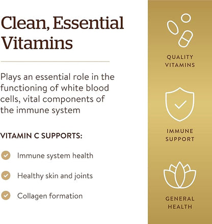 Solgar Vitamin C 1000 mg, 100 Vegetable Capsules - Antioxidant & Immune Support - Overall Health - Healthy Skin & Joints - Bioflavonoids Supplement - Non-GMO, Vegan, Gluten Free, Kosher - 100 Servings