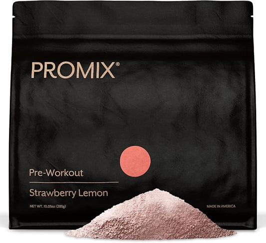Promix Pre-Workout Powder, Strawberry Lemon – Boosts Focus, Energy & Endurance – With Caffeine, B12, Beta-Alanine & L-Tyrosine – Gluten & Dairy-Free, 10.5 oz