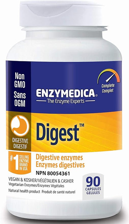 Enzymedica Digest, Full-Range, Everyday Digestive Enzymes, Offers Fast-Acting Gas & Bloating Relief, 90 Count