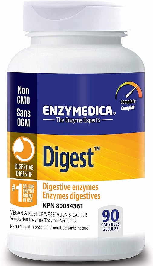 Enzymedica Digest, Full-Range, Everyday Digestive Enzymes, Offers Fast-Acting Gas & Bloating Relief, 90 Count