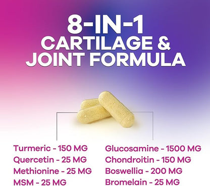 Glucosamine Chondroitin Supplements MSM Complex - Antioxidant & Joint Support with Turmeric, Boswellia, Quercetin - For Occasional Discomfort of Joints, Back, Hands, Knees & Mobility - 120 Capsules