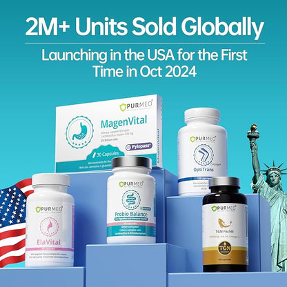5 in 1 High Potency H. Pylori Treatment Probiotics - 1 Per Day - Gastritis, Acid Reflux, Heartburn, Stomach Lining Repair - Pylopass Lactobacillus Reuteri DSM17648 - Made in Germany