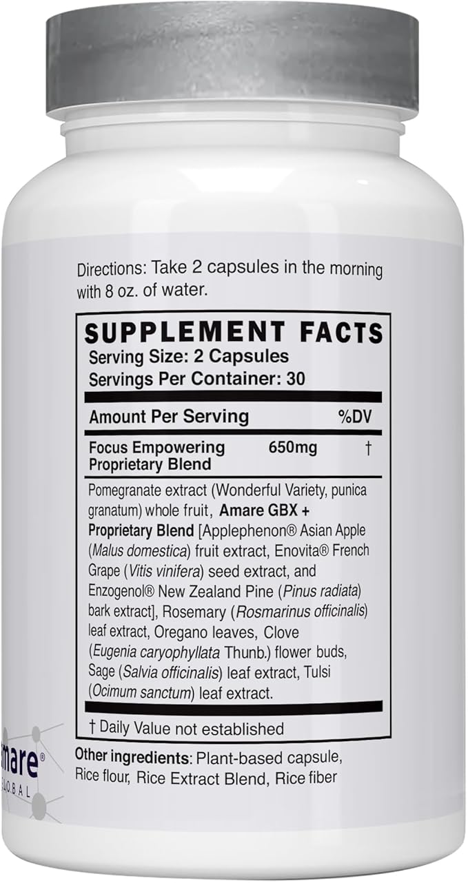 Amare Global MentaFocus® Supercharged Mental Focus and Congnition Supplement, 60 Capsules
