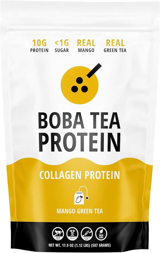 Mango Green Tea Flavored Collagen | 30 Servings | Grass-Fed Hydrolyzed Bovine Collagen Powder for Men and Women | Promotes Hair, Nail, Skin, Bone, and Joint Health | No Added Sugar