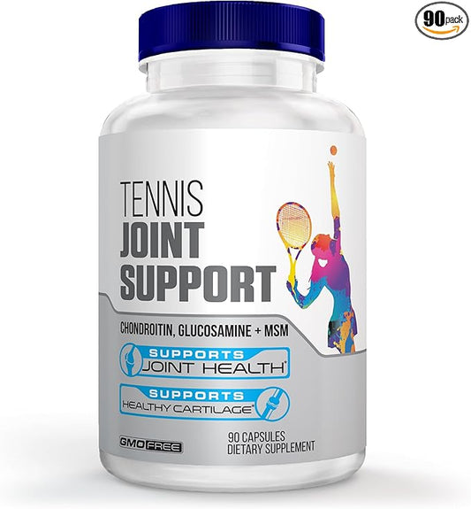 Tennis Joint Support Supplement - Healthy Knees, Back, Cartilage, & Joints – Glucosamine Chondroitin MSM- GMP Certified Tennis Supplements and Joint Support for Athletes – 90 Capsules