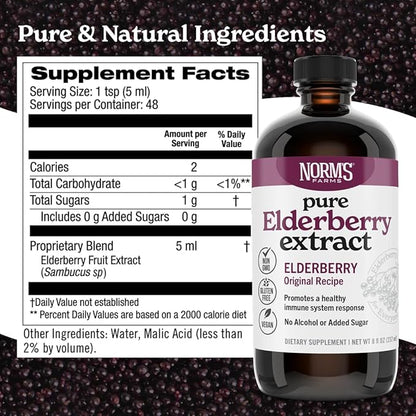 Norm's Farms Elderberry Extract & Wellness Syrup Bundle 2 PK - Immune Support Elderberry Syrup for Kids & Adults - Made in USA, Pure, Potent, Natural Ingredients, Vegan, Gluten-Free, Non-GMO - 8 Oz