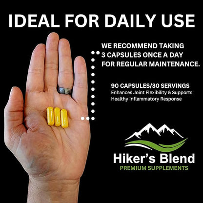 Advanced Joint Support Supplement for Hikers – Glucosamine, MSM, Turmeric & Boswellia Serrata – Developed by Hikers for Hikers – 30-Day Supply
