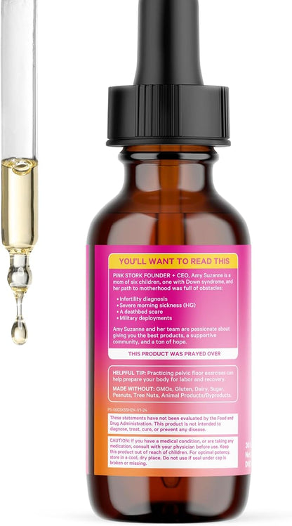 Pink Stork Labor Prep and Recovery Tincture with Red Raspberry Leaf - Natural Third Trimester & Postpartum Essentials, 9 Herbs for Gentle Birth, Uterine Support, & Hormone Balance - 2 oz
