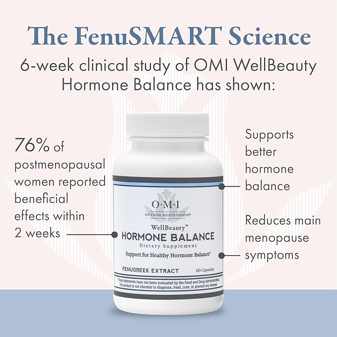 WELLBEAUTY OMI Hormone Balance for Women, Menopause Supplement, Hot Flash, Stress and Sleep Support, Balance Complex, Clinically Studied Fenugreek 500 mg - 30-Day Supply