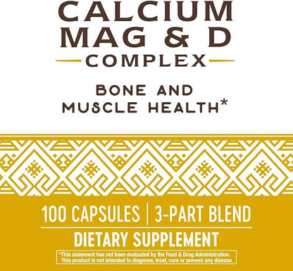 Nature's Way Calcium Magnesium & Vitamin D Complex, Healthy Bones & Teeth, Muscle Function*, Muscle Relaxation,* with Vitamin D3, Gluten free, 100 Capsules (Packaging May Vary)