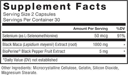 FORCE FACTOR Black Maca Root, 2-Pack, Vitality Supplement for Men with Superior Absorption and Power, Natural Maca Negra Extract, Fundamentals Series, 1000mg, 120 Capsules