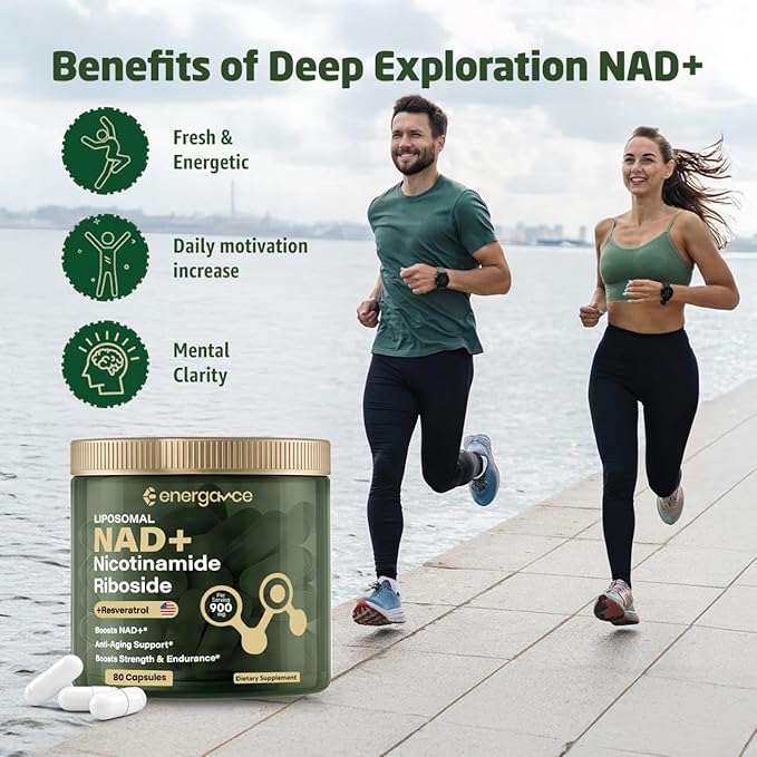 Premium NAD+ Supplement for Cellular Energy and Healthy Aging - Supports Cognitive Function, Vitality, and Immune Health - 80 Vegan Capsules