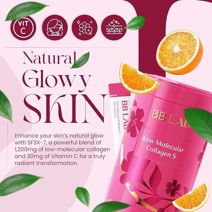 BB LAB Powder Collagen, SF3X-7 Intensive Series, Made in Korea, 30 Sticks (Low Molecular Collagen S), Pink