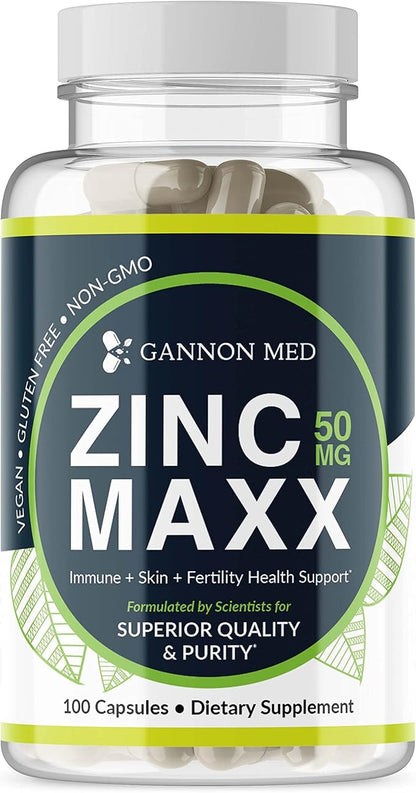 Zinc Maxx - 100 Capsules, Zinc Gluconate Immune Booster for Reproductive Health and Skin Care - 3+ Month Supply