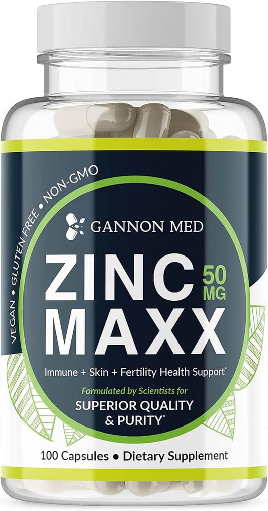 Zinc Maxx - 100 Capsules, Zinc Gluconate Immune Booster for Reproductive Health and Skin Care - 3+ Month Supply