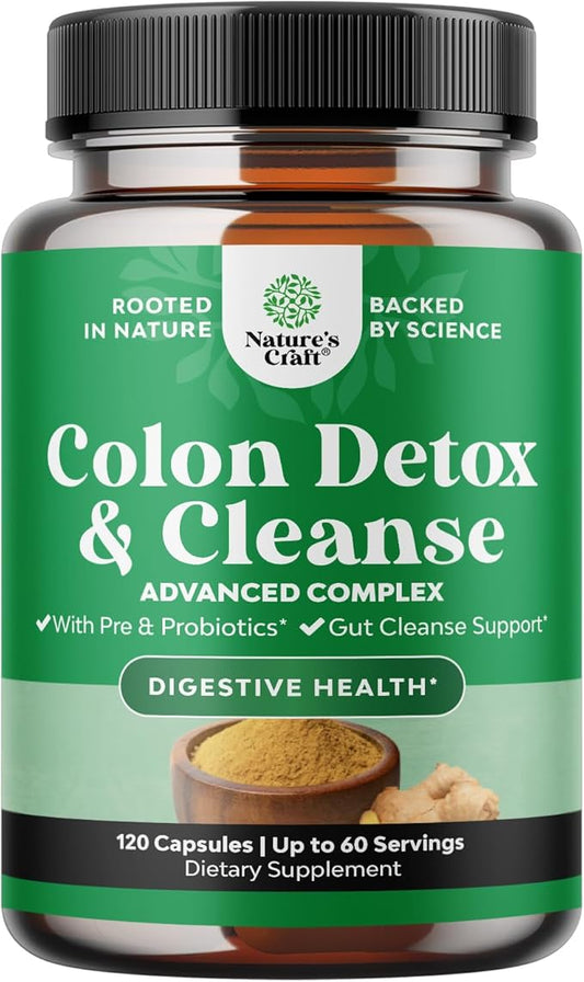 Herbal Colon Cleanse for Women & Men - 15 Day Gut Cleanse Detox for Women with Senna Leaf Cascara Sagrada & Psyllium Husk for Fasting Acting Relief - 3rd Party Tested Made in the USA (60 Servings)