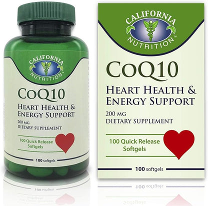 CoQ10 200mg Softgels, Coenzyme Q10 Coq-10 Co Q 10 Supplements, 100 Counts High Absorption Quick Release Co Q-10 Antioxidant for Heart Health & Energy Production, 100 Days Supply