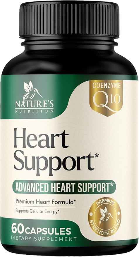 Heart Health Supplements 1650mg - CoQ10 and Antioxidants for Heart Health Support with Hawthorn, Plant Sterols & More Vitamins to Support Nitric Oxide & Energy Production, Non-GMO - 60 Capsules