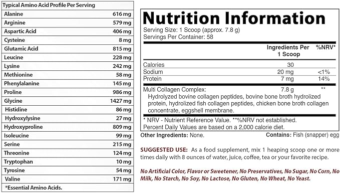 Best Naturals Multiple Collagen Peptides Protein Type I, II III, V & X Collagen unflavored 1 Pound - Grass Fed & Pasture Raised - Water Soluble - Easy to Mix