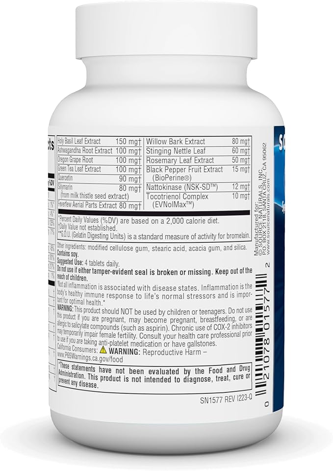Source Naturals Inflama-Rest Healthy Inflammation Response - Herbal & Mineral Blend with Turmeric, Boswellia, Ginger, Quercetin - Maximum Stress Relief & Relaxation - 30 Tablets