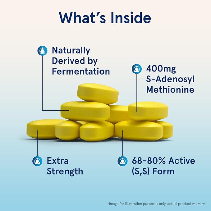 Jarrow Formulas SAMe 400 mg, Supports Joint Health, Liver Function, Brain Metabolism, 60 Tablets, Up To a 60 Day Supply