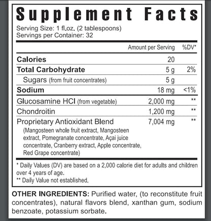 Youngevity Gluco-Gel Plus™ - Glucosamine 2000mg Chondroitin 1200mg + Super Antioxidant Blend - Mangosteen, Acai, and More - All Natual Fruit and Veggetable Based - (32 fl oz)