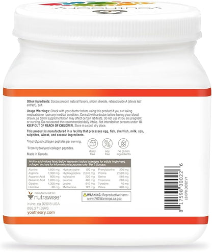 Youtheory Collagen Powder - Premium Collagen Supplement with Vitamin C & Biotin - For Healthy Hair, Skin, Nails & Joints - Hydrolyzed & Highly Absorbable - Dairy, Soy & Gluten Free - Chocolate - 20 oz