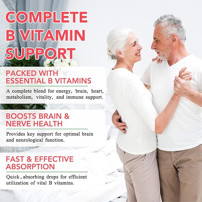 Organic Vitamin B Complex,Vitamin b Complex for Women, Vitamin B Complex Liquid, Vitamin B12 Methylcobalamin,Vitamin b6,B1,B9 for Metabolic Health Support, Vegan, Non-GMO, Gluten Free
