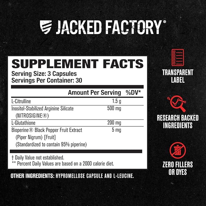 Jacked Factory Muscle Builder Supplement Stack - Build-XT Muscle Builder & N.O. XT Nitric Oxide Boosting Agent for Dual Support (30 Day Supply)