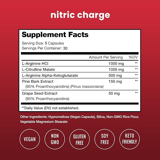 NutraChamps L-Arginine Capsules and Nitric Charge Capsules 2 Pack Bundle