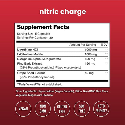NutraChamps L-Arginine Capsules and Nitric Charge Capsules 2 Pack Bundle