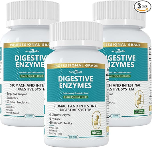 Digestive Enzymes with Probiotics Prebiotics for Women Men - Multi Enzyme for Bloating Relief, Gas, Constipation, Digestive & Gut Health, Vegan & Non-GMO | 270 Capsules
