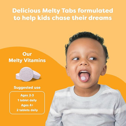 Renzo's Invincible Vitamin C for Kids with Elderberry and Zinc, Dissolvable Kids Vitamins for Immune Support, 60 Orange-Flavored Melty Tabs