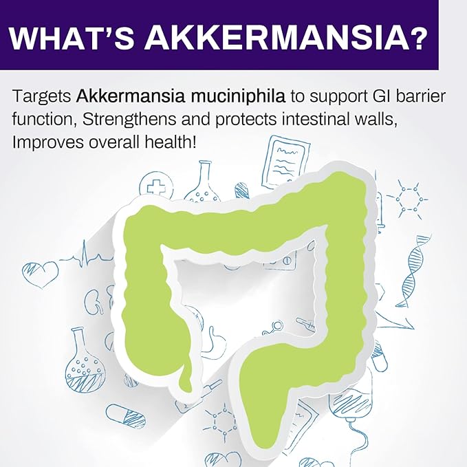 GLP-1 Supplement - 300 Billion AFU Akkermansia Probiotic for Women & Men, Akkermansia Muciniphila for GLP-1 Production, Digestive, Gut, Immune Health, Enhances Gut Digestive Lining function, 120 Count
