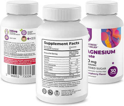 DR. MORITZ Magnesium Bundle - Gummies for Adults (200mg, 30 Count) and Kids Magnesium Gummies (60 Count, 2 Pack) - Sugar-Free
