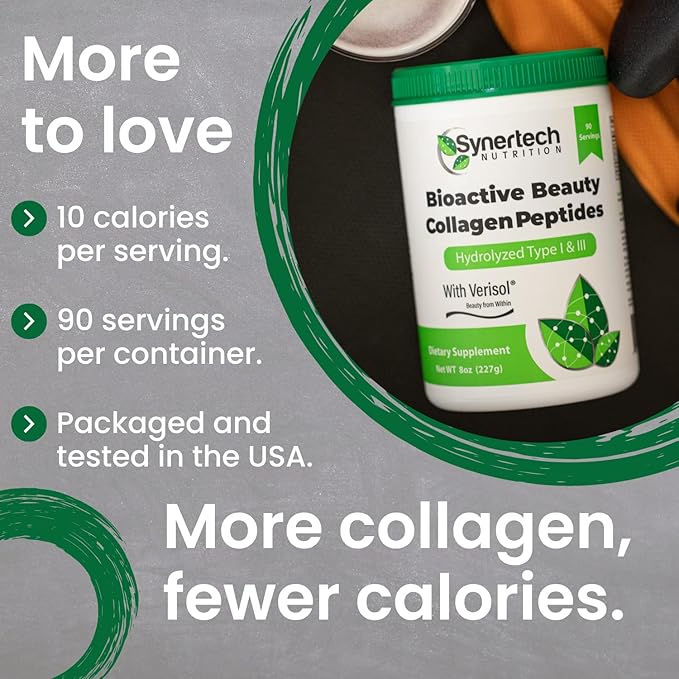 Bioactive Hydrolyzed Collagen Peptides Powder (90 Servings) | Type I & III with VERISOL & 18 Amino Acids | Non-GMO, Grass Fed, Gluten Free, Keto-Friendly