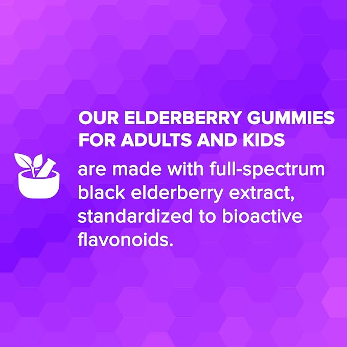Sambucus Elderberry Gummies with Vitamin C & Zinc, Immune Support for Adults & Kids, Daily Antioxidant & Wellness Boost, 180 Vegan, Gluten-Free, Chewable Elderberry Gummies