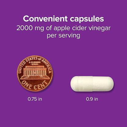 Webber Naturals Apple Cider Vinegar 2000 mg with The Mother, High Potency, 300 Capsules, 2000 mg per Serving, Natural Digestion Support, Non-GMO, Gluten, Dairy & Sugar Free