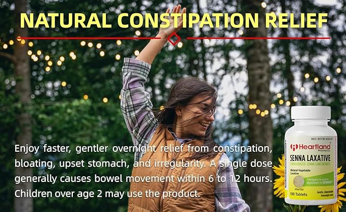 Senna Natural Vegetable Sennoside Laxative 8.6mg | Natural Vegetable Formula for Constipation Relief | Gentle Relief for Occasional Constipation |100 Tablets