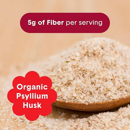 Bellway Super Fiber Powder + Fruit, Sugar Free Organic Psyllium Husk Powder Fiber Supplement for Regularity, Bloating Relief & Gut Health, Non-GMO, Plant-Based, Raspberry Lemon (50 Servings)