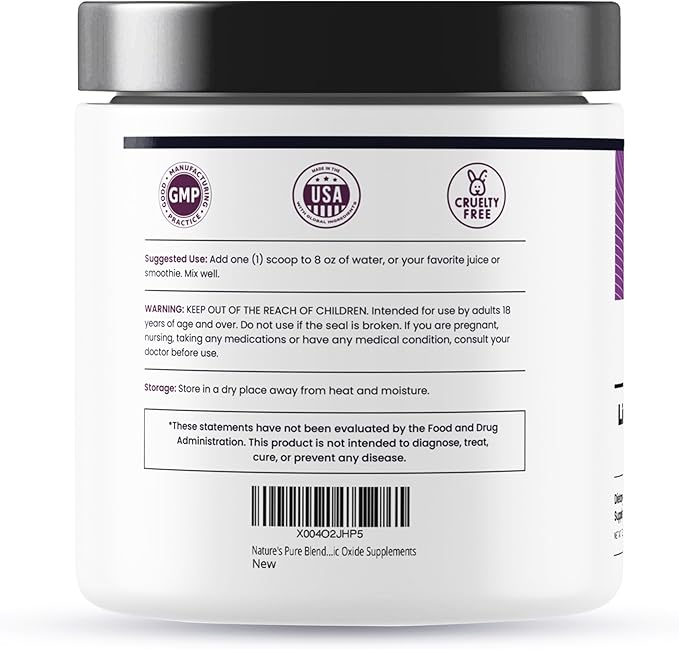 Nature's Pure Blend Liquid Nitric Oxide Supplements for Men – L-Arginine Powder – Nitric Oxide Booster & Circulation Supplement – Blood Flow Support, L Arginine and L Citrulline – 5000 MG