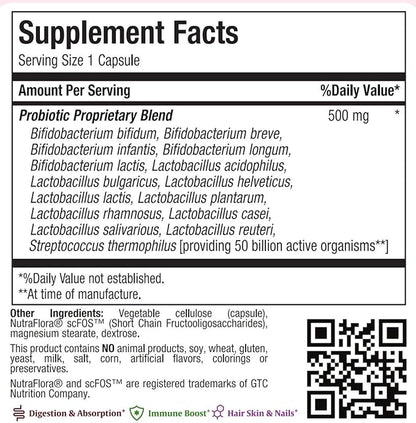 Maxi Health Probiotic Plus Ultimate Prebiotic Advanced Live Probiotics Formula - 50 Billion Live Active Probiotic - 15 Strains - Ultra Protection - Active Pro-50-30 Count