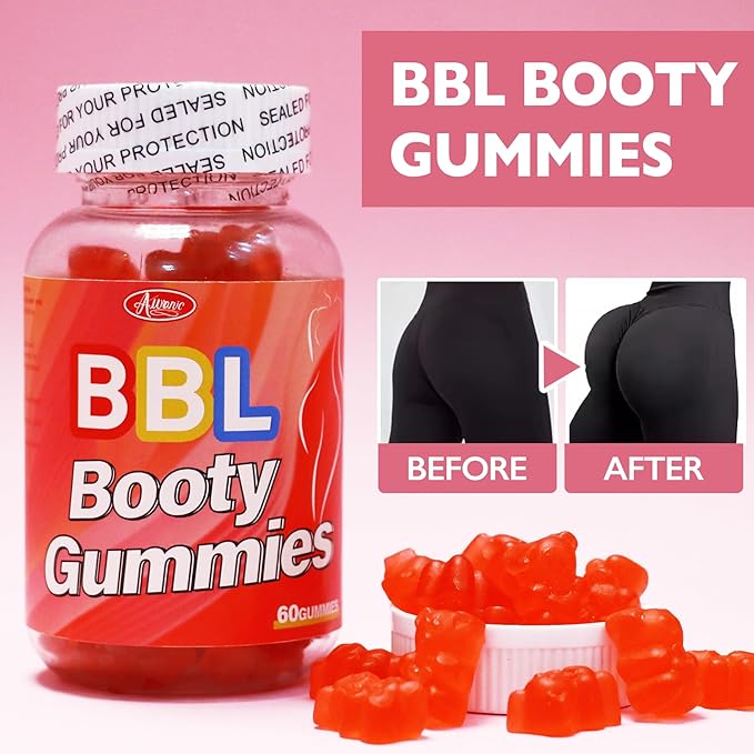 60 Counts BBL Gummies for Bigger Butt Growth and HIPS, Herbal Extracts for Women Booty Natural Curvy Body Buttocks Lift Up Enhancer, Hip Butt Enhancing Fast Gummy