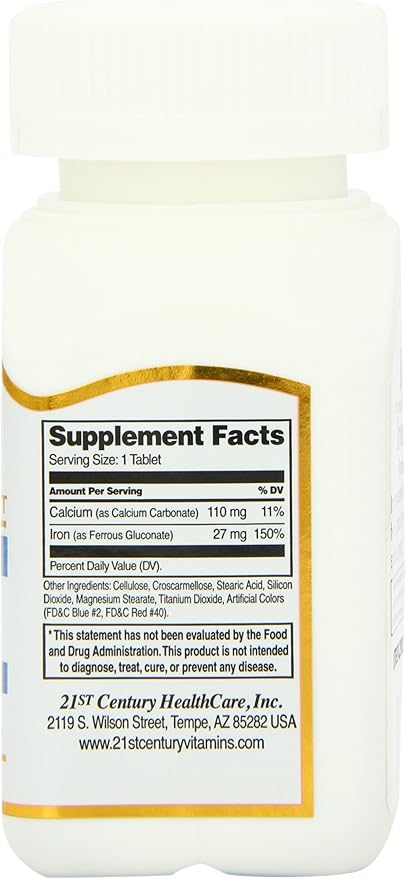 21st Century Iron 27 Mg Ferrous Gluconate Tablets, 110 Count (Pack of 2)