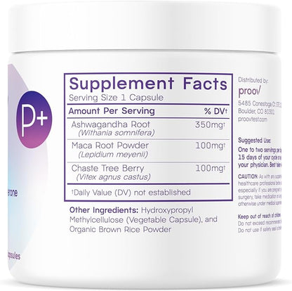 Proov - Pro - Promotes Progesterone Production - Hormone Balance for Women - Fertility & Menopause Support - Vitex, Ashwagandha, Maca - Herbal Supplement – 30 Capsules - 2 Month Supply