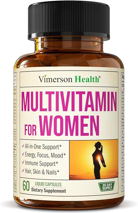 Multivitamin for Women - Daily Womens Multivitamin & Multimineral with Vitamin A, C, D, E, B12, Zinc, Iron. Essential Vitamins for Women for Energy, Focus, Hair Growth & Overall Health. 60 Liquid Caps