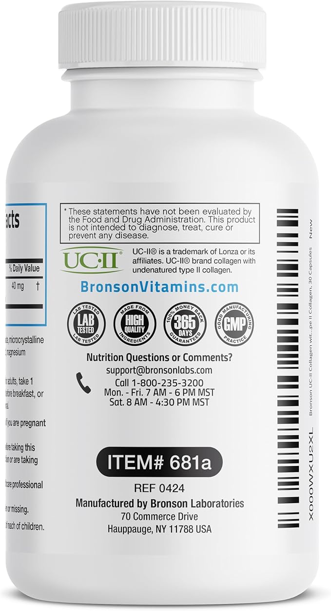 Bronson Collagen with Undenatured Type II Collagen, 30 Capsules